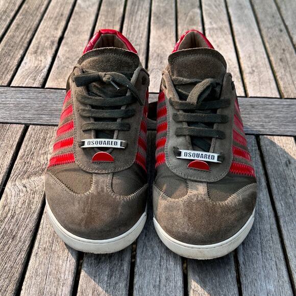 Dsquared2 Sneakers Men Size 44 EU 11 US Green Red Suede Canvas Shoes VGP - Picture 15 of 15